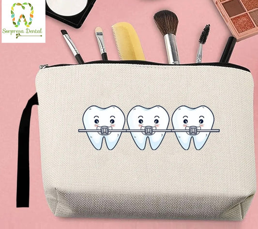 Bolso Cosmético con Diseño de dientes y Ortodoncia