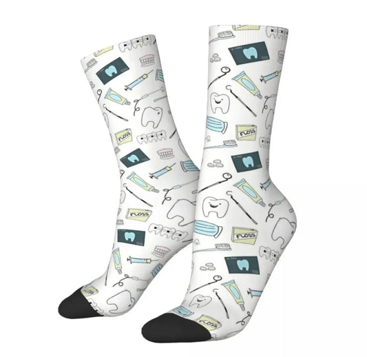 Calcetines Dentales. Calcetines con diseño de dientes.