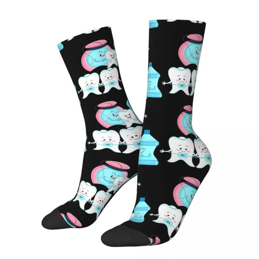Calcetines Dentales con diseño dientes y Ortodoncia.