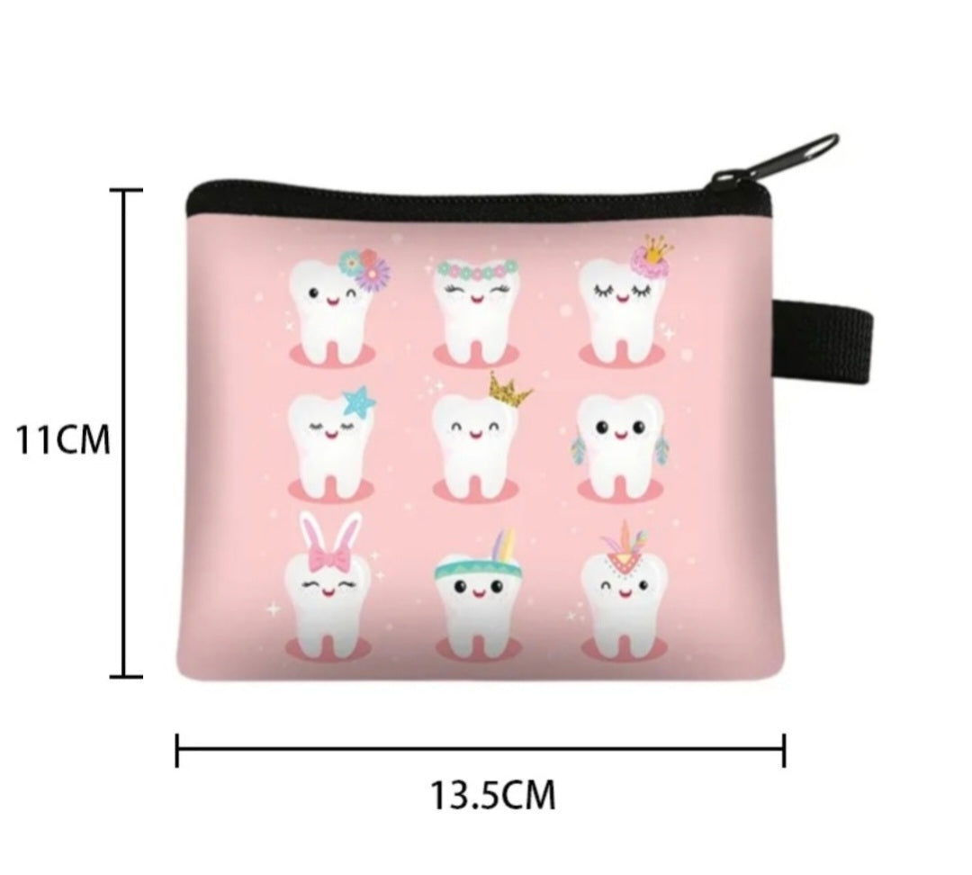Cartera con estampado de dientes (Rosa).