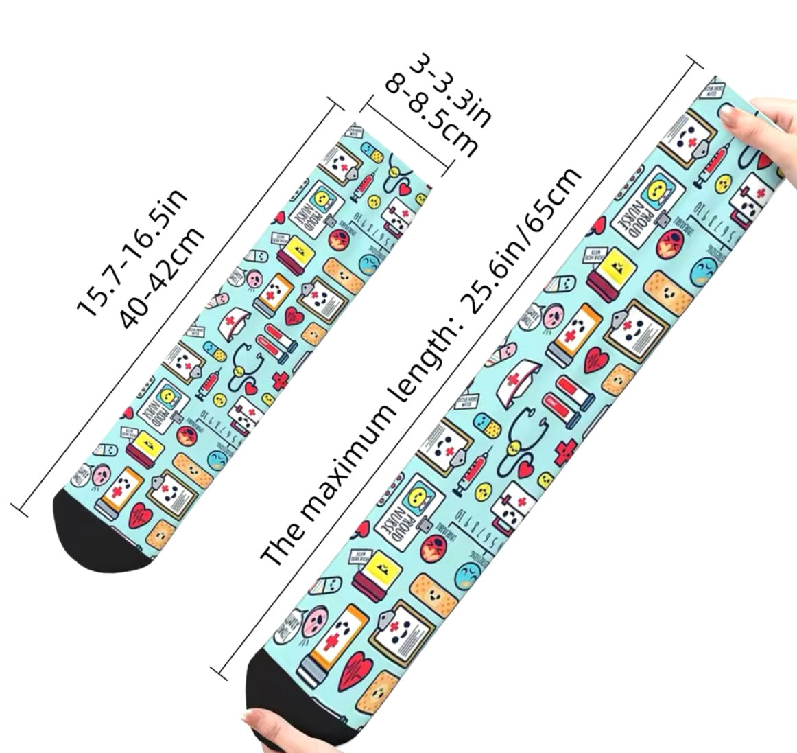 Calcetines Médicos. Calcetines divertidos con estampado Médico Sanitario