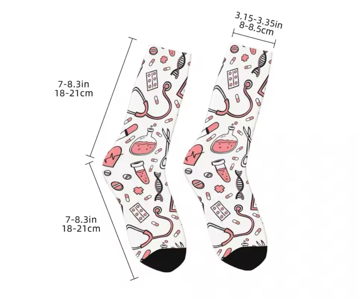 Calcetines Médicos. Calcetines divertidos con estampado Médico Sanitario