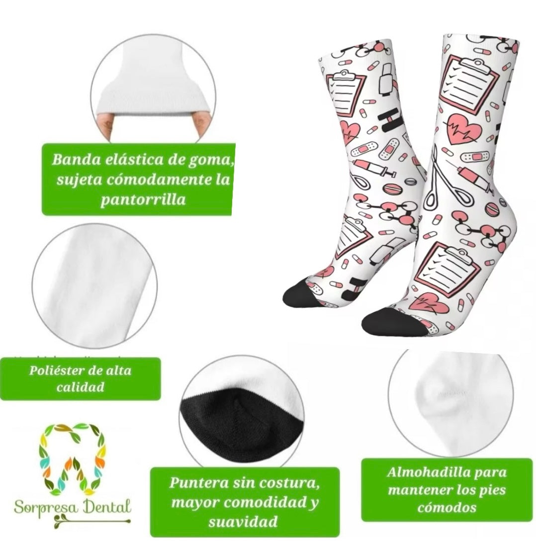 Calcetines Médicos. Calcetines divertidos con estampado Médico Sanitario