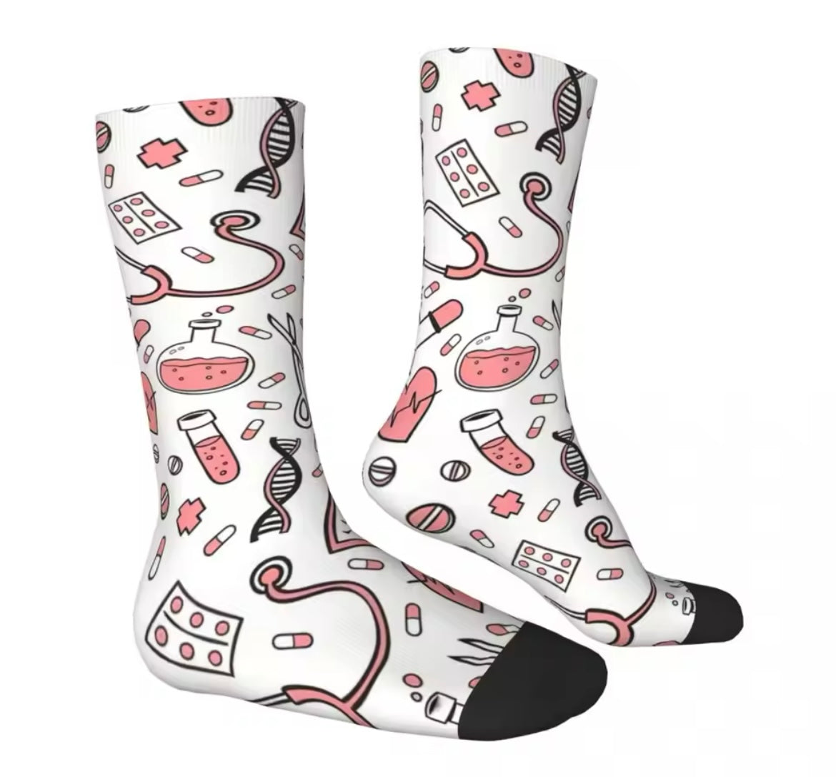 Calcetines Médicos. Calcetines divertidos con estampado Médico Sanitario