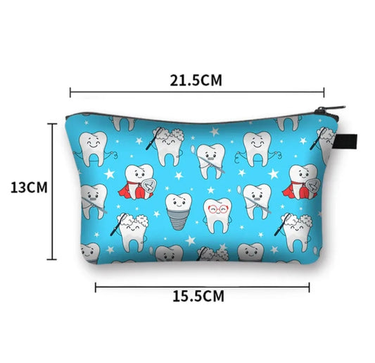 Bolso para cosméticos con estampado dental (Azul)