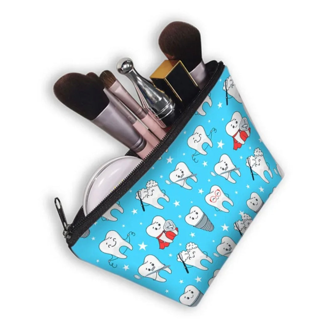 Bolso para cosméticos con estampado dental (Azul)