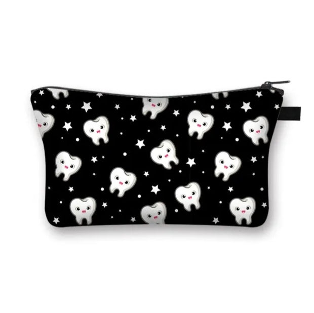 Bolso para cosméticos con estampado dental (Negro).