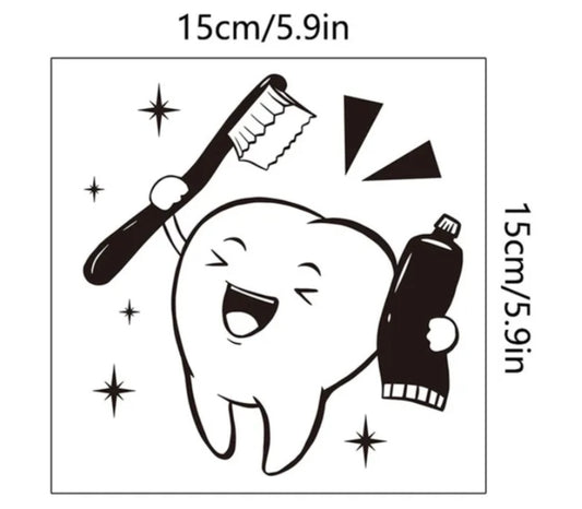 Pegatina de PVC con diseño de diente para pared. Vinilo, calcomanía.