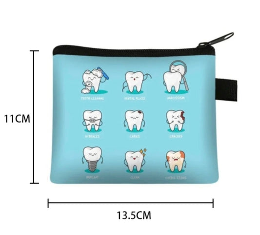 Cartera con estampado de dientes (azul).