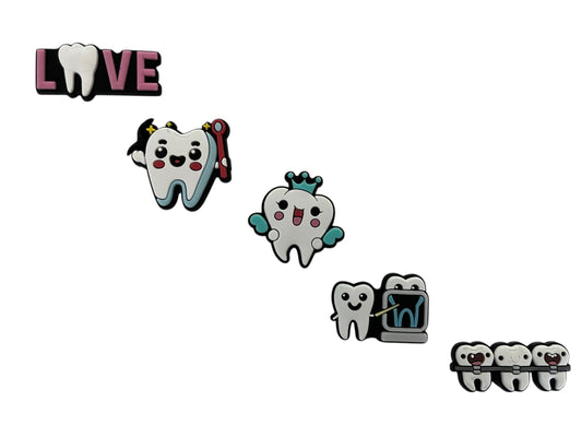 Pines para Crocs / Jibbitz crocs / Adornos de zuecos de PVC (5 Unidades) Diseño dientes.