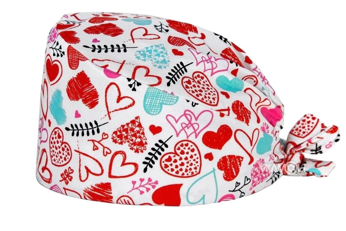 Gorro quirúrgico con diseño de Corazones