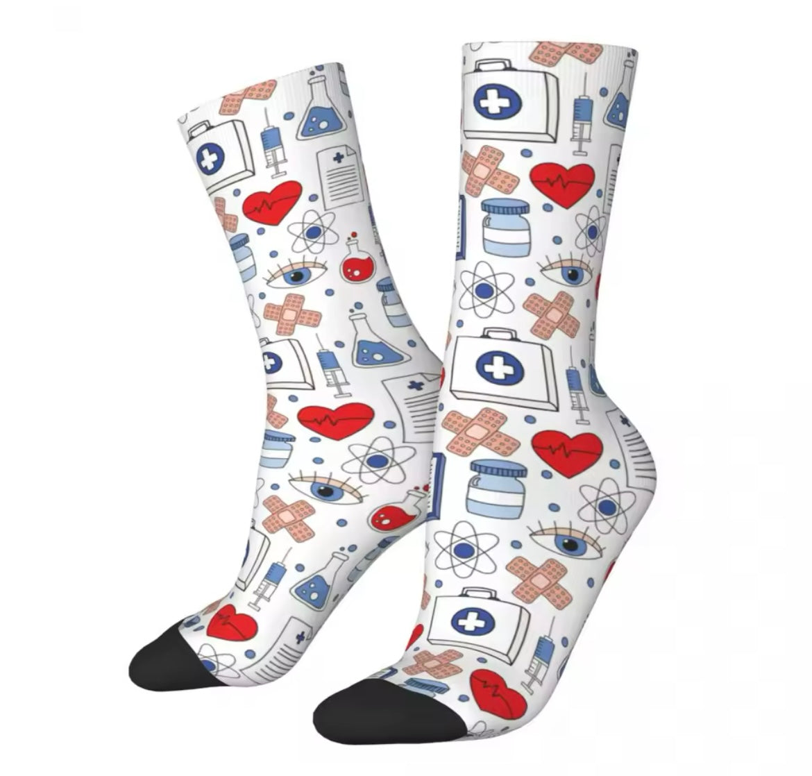 Calcetines Médicos. Calcetines divertidos con estampado Médico Sanitario