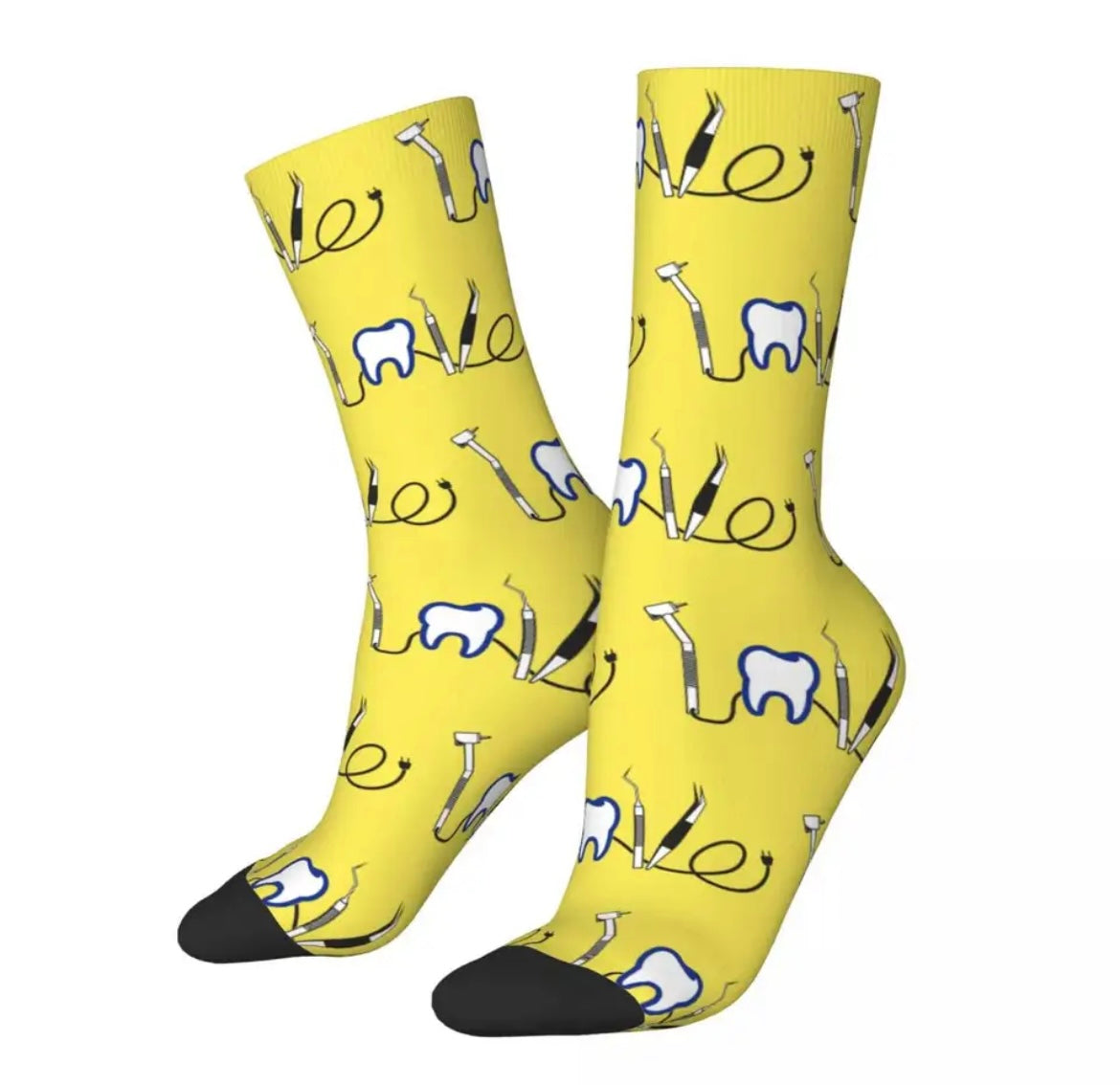 Calcetines divertidos con estampado dental (Amarillo)